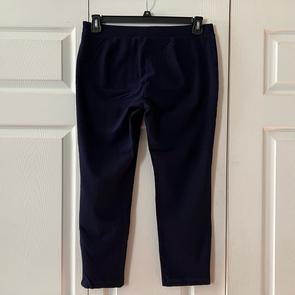 NWOT Eileen Fisher Stretch Crepe Slim Ankle Pant with Zipper Slits Navy Blue - Picture 5 of 8